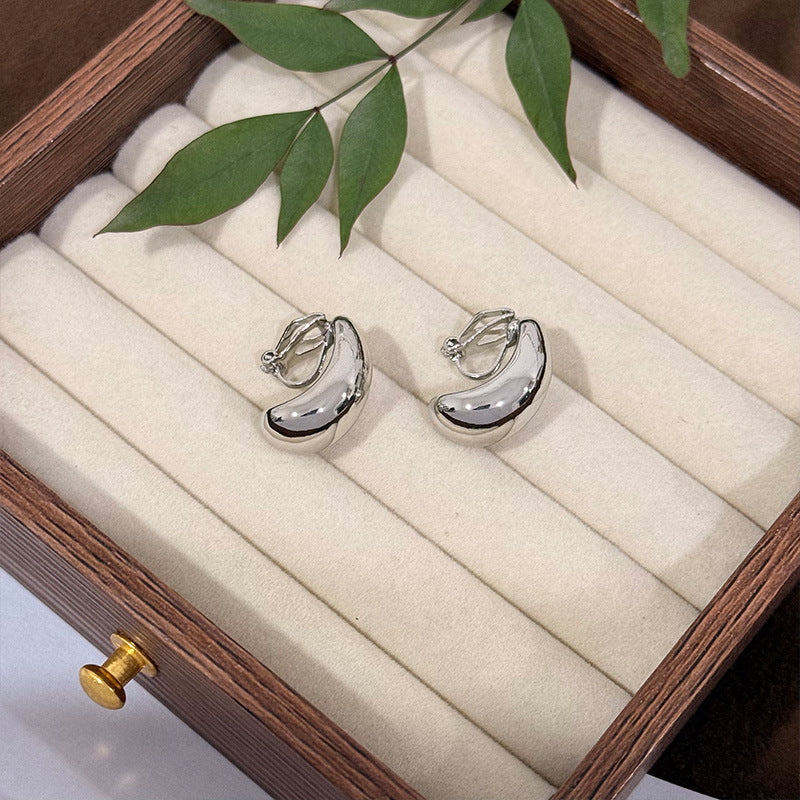 Simple Geometric Ellipse Clip Vintage Light Luxury High-grade Niche Ear Buckle