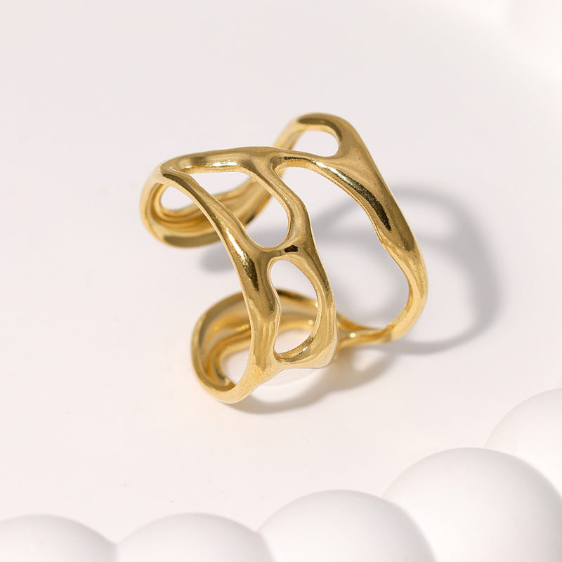 Stainless Steel Opening Gold Plated Niche Rings