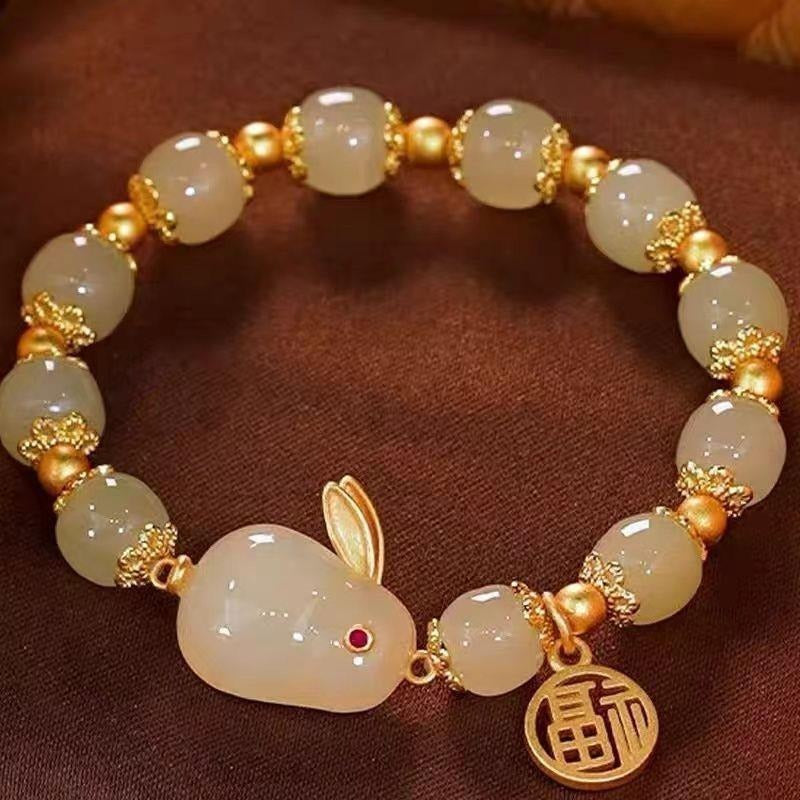 Women's Jade Rabbit Blessing Card For Design Good-looking Girlfriends Bracelets