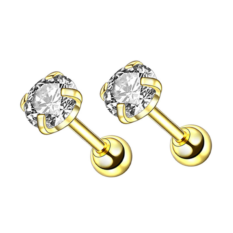Men's Stainless Steel Zircon Korean Rhinestone Fashion Ear Earrings