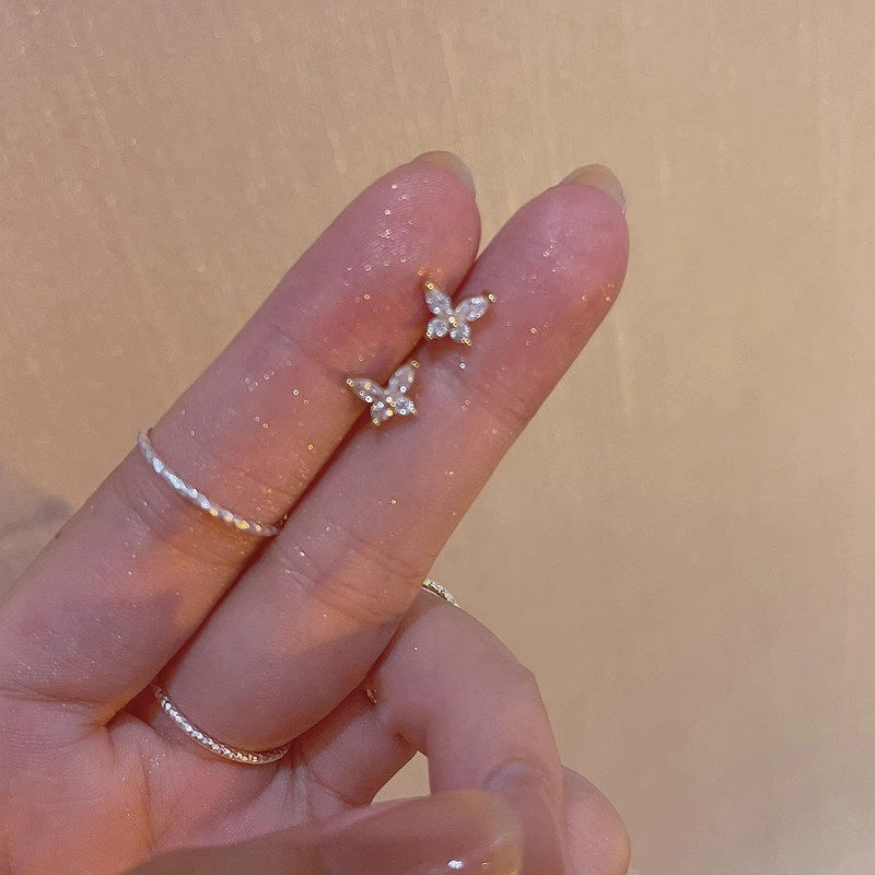 Female Korean Simple Personalized Graceful Micro Inlaid Zircon Stud Earrings