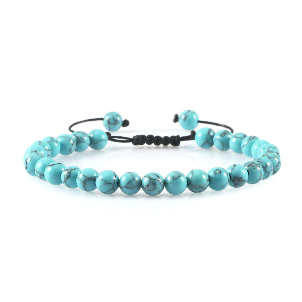 Fashion Haematite Beaded Turquoise Braided Rope Bracelet