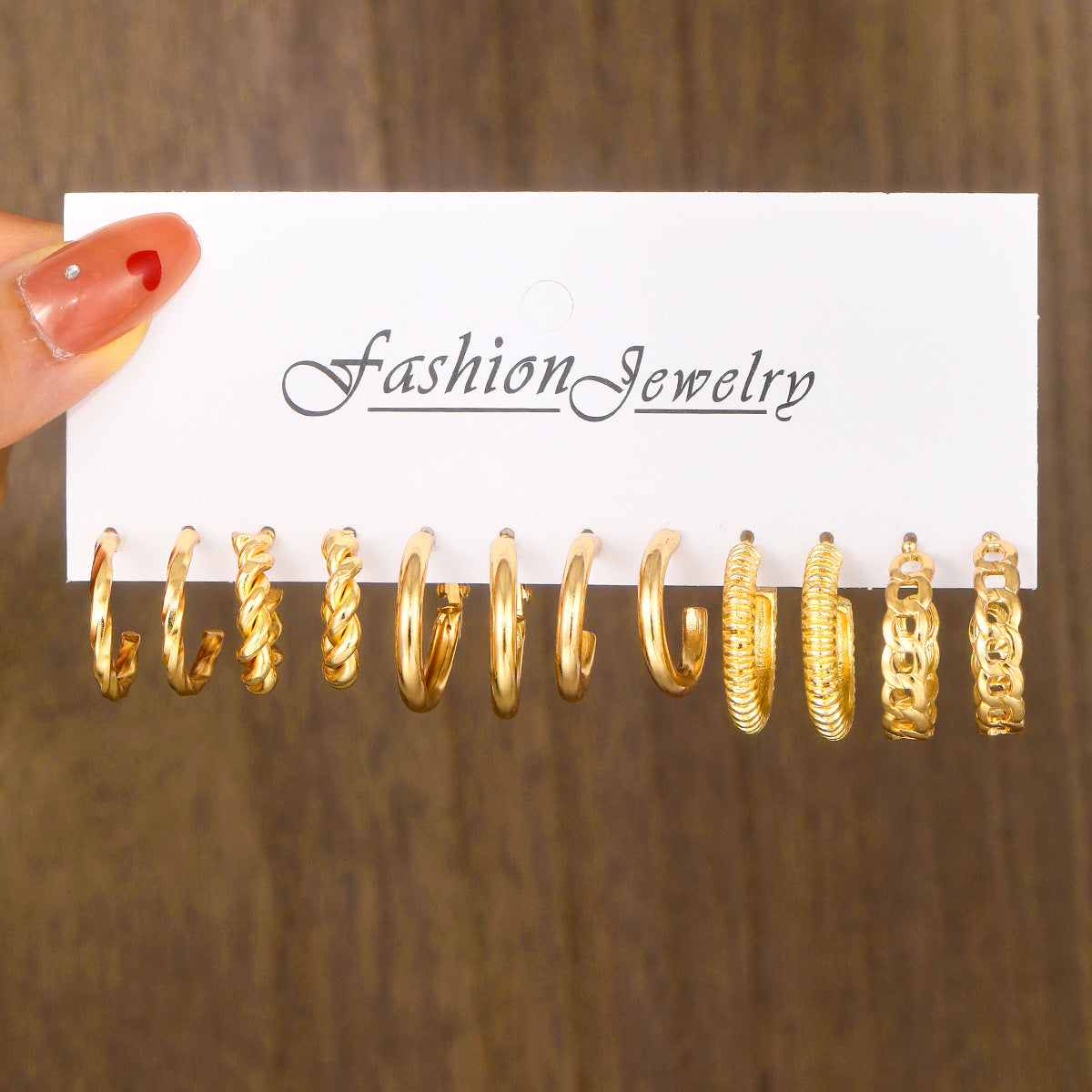 Retro Geometric Twist Metal Alloy Six Pairs Fashionable Earrings