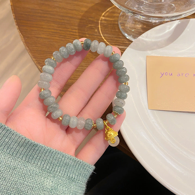 Fresh Optimized Gray Jade Cute Lucky Cat Bracelet