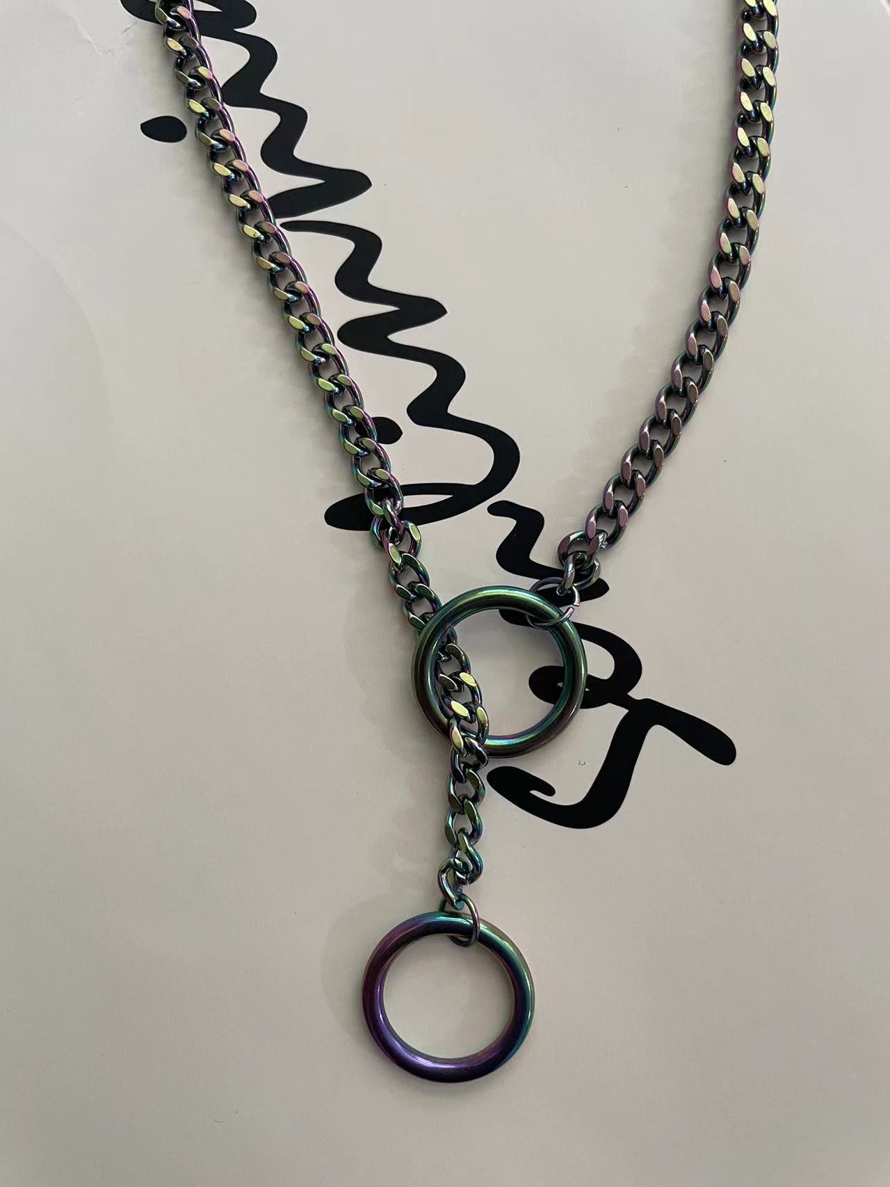 Punk Gothic Cuban Adjustable Love Heart Necklace