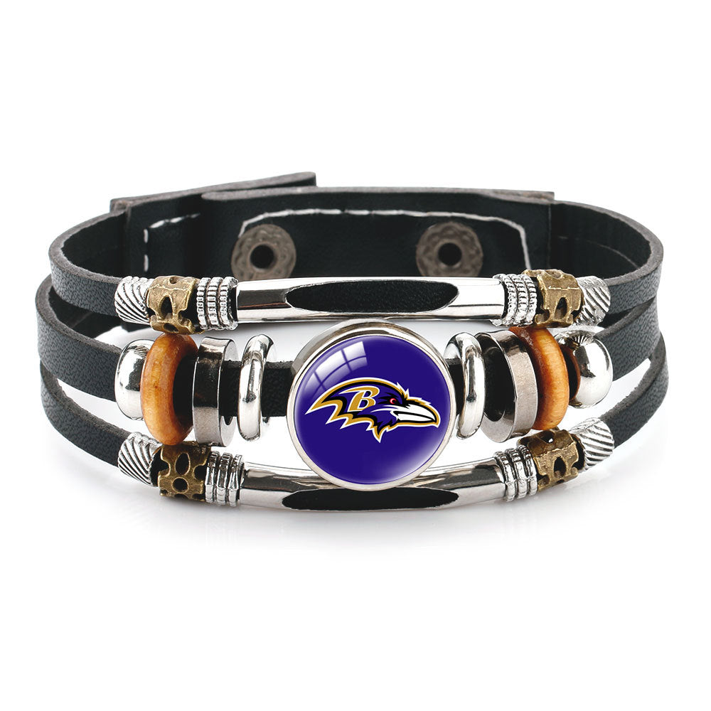 Genuine Leather Hand Professional Rugby League Team Time Stone Bracelet
