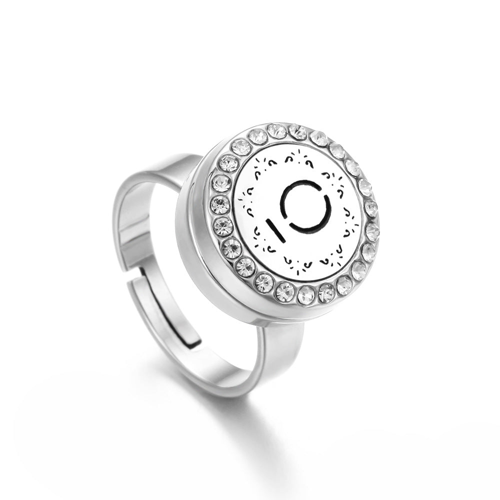 Steel Aroma With Diamond Thread Rotating Open Perfume Ring
