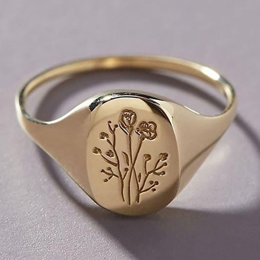 Versatile Rose Flowers Print Boutique Fashion Ring