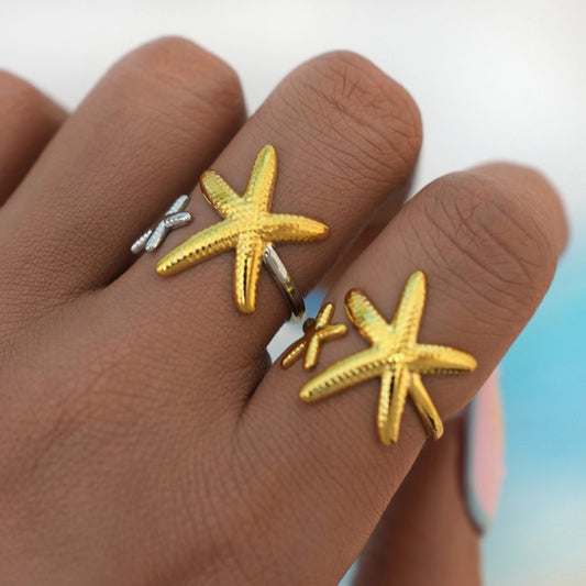 High-grade Light Luxury Packaging Female Design Starfish Shell Ring