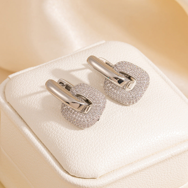 Women's Fashion Design Sense Inlaid Zirconium Buckle Gold Rings