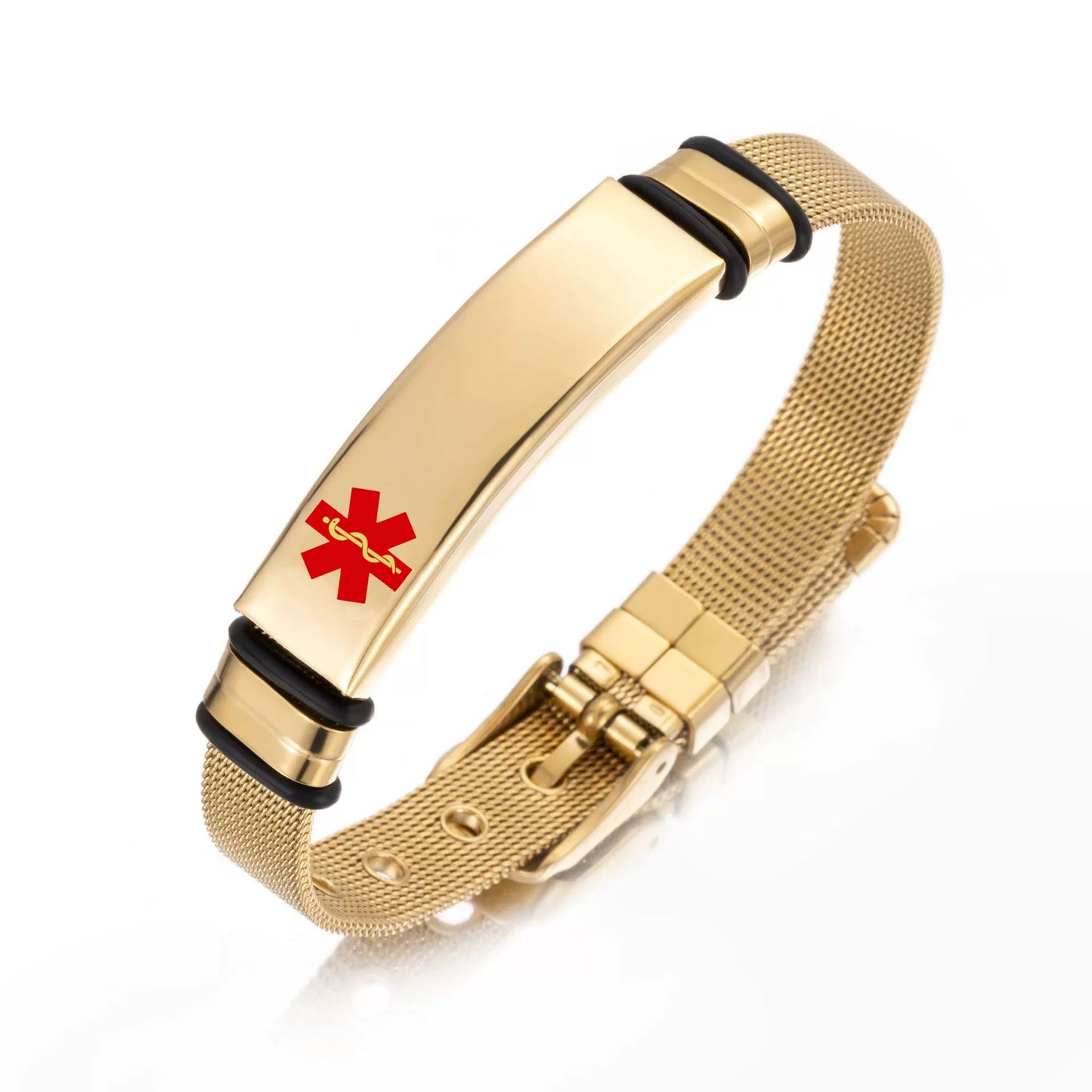 Glossy Can Carve Writing Stainless Couple Inscribed Medical Mark Bracelet