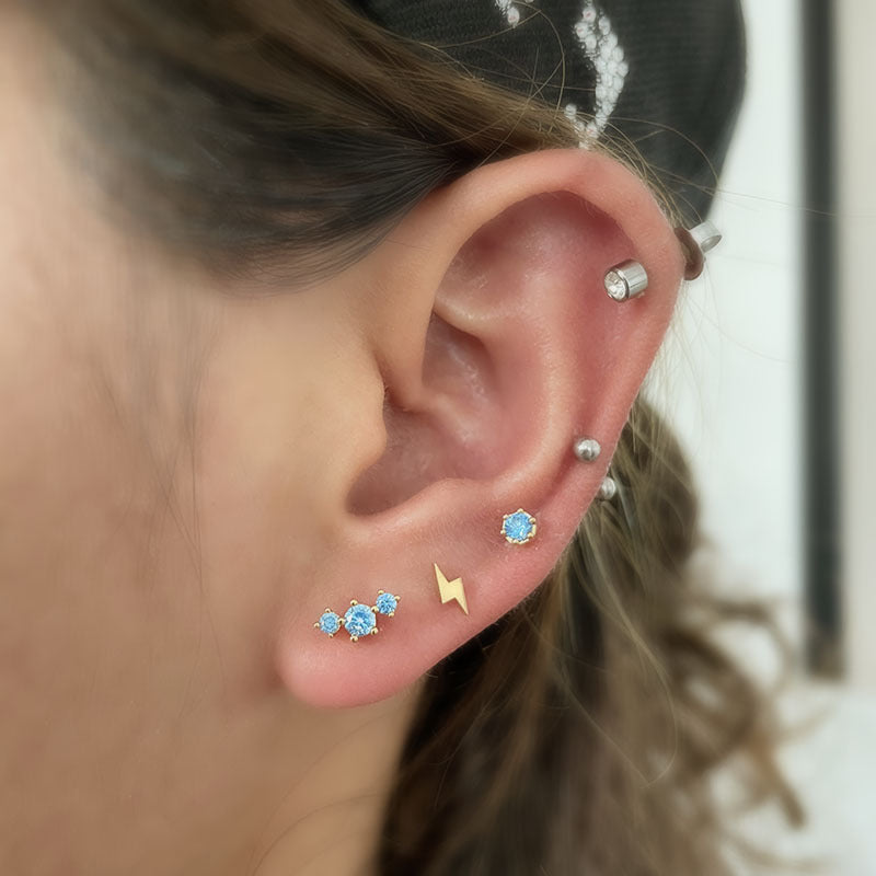 Steel Fine Rod Piercing Ear Bone Spring Popular Color Simple Stud Earrings