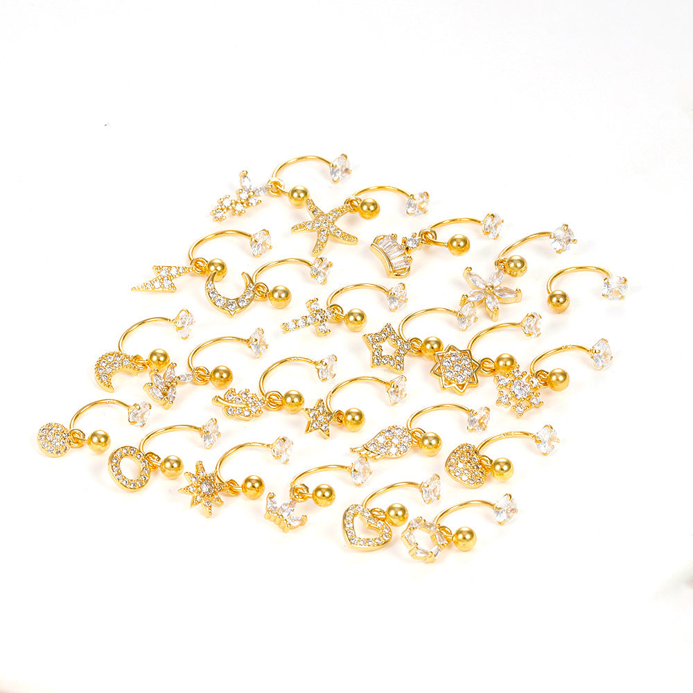Shaped Piercing Flower Zircon Ear Bone Earrings