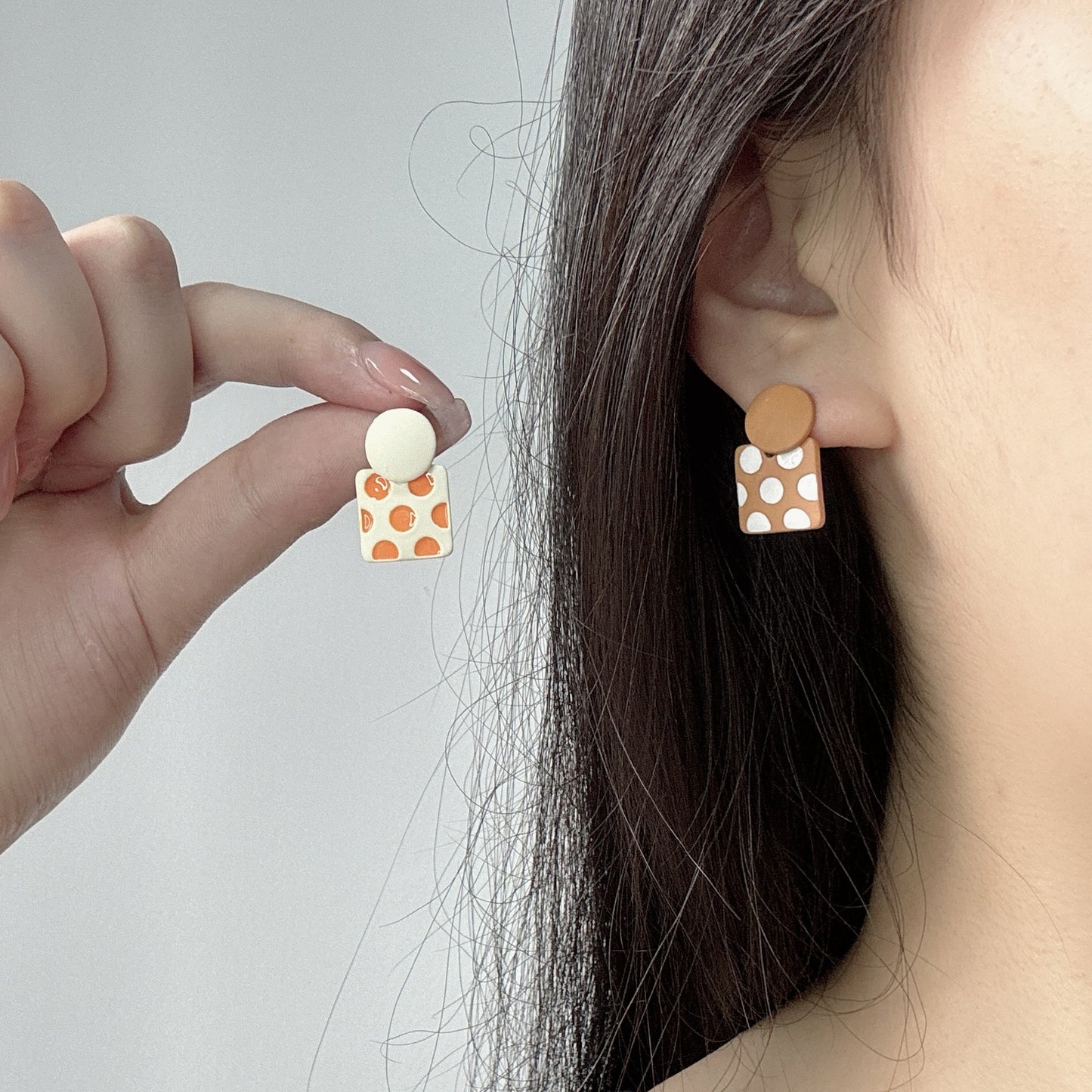 Women's Sier Needle Retro Cute Geometric For Trendy Contrast Color Earrings