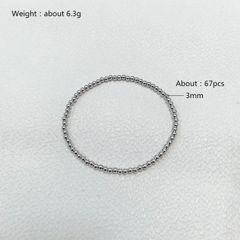 Women's Simple Beaded No Waterproof Hard-wearing Stainless Steel Beads Elastic Bracelets