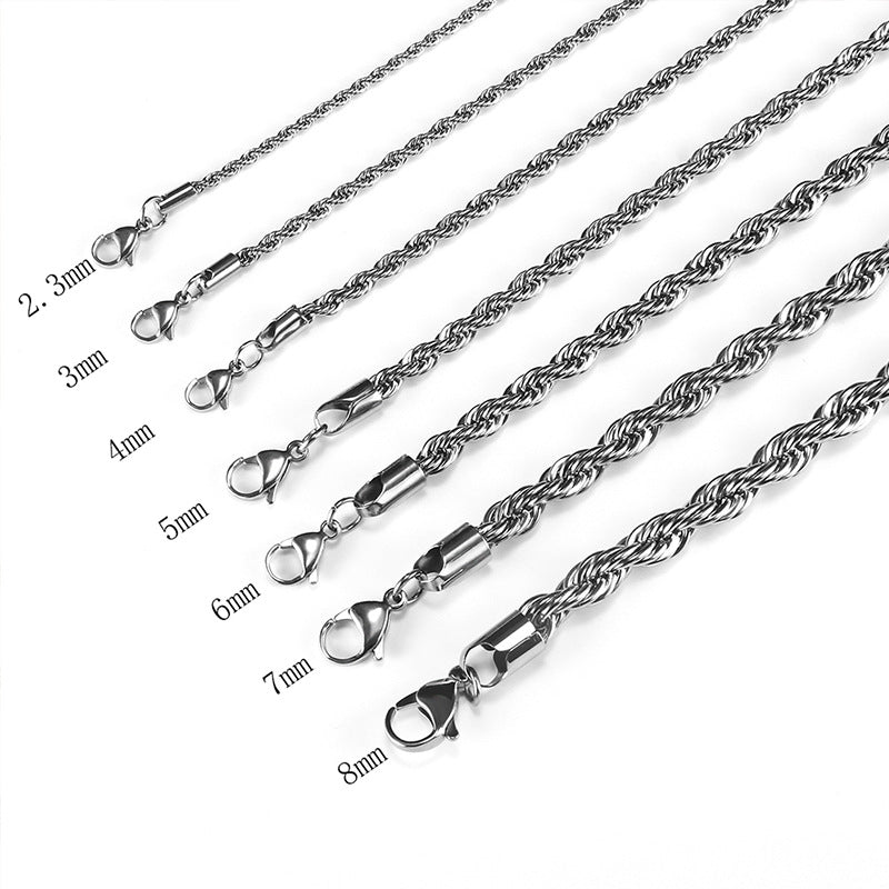 Stainless Steel Hemp Flowers Chain Sweater Necklace