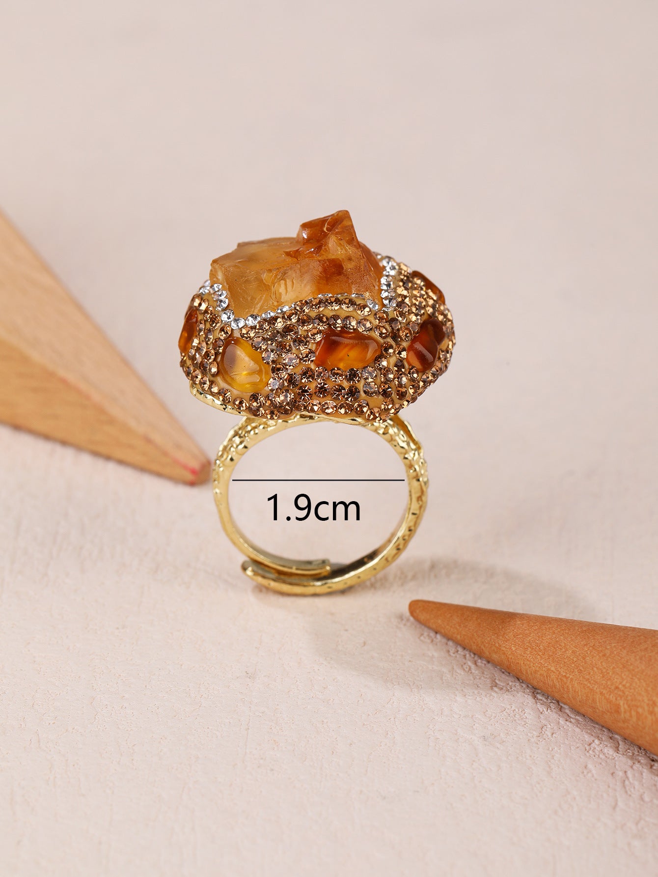 Fashion Punk Natural Amethyst Citrine Rough Stone Irregular Opening Ring