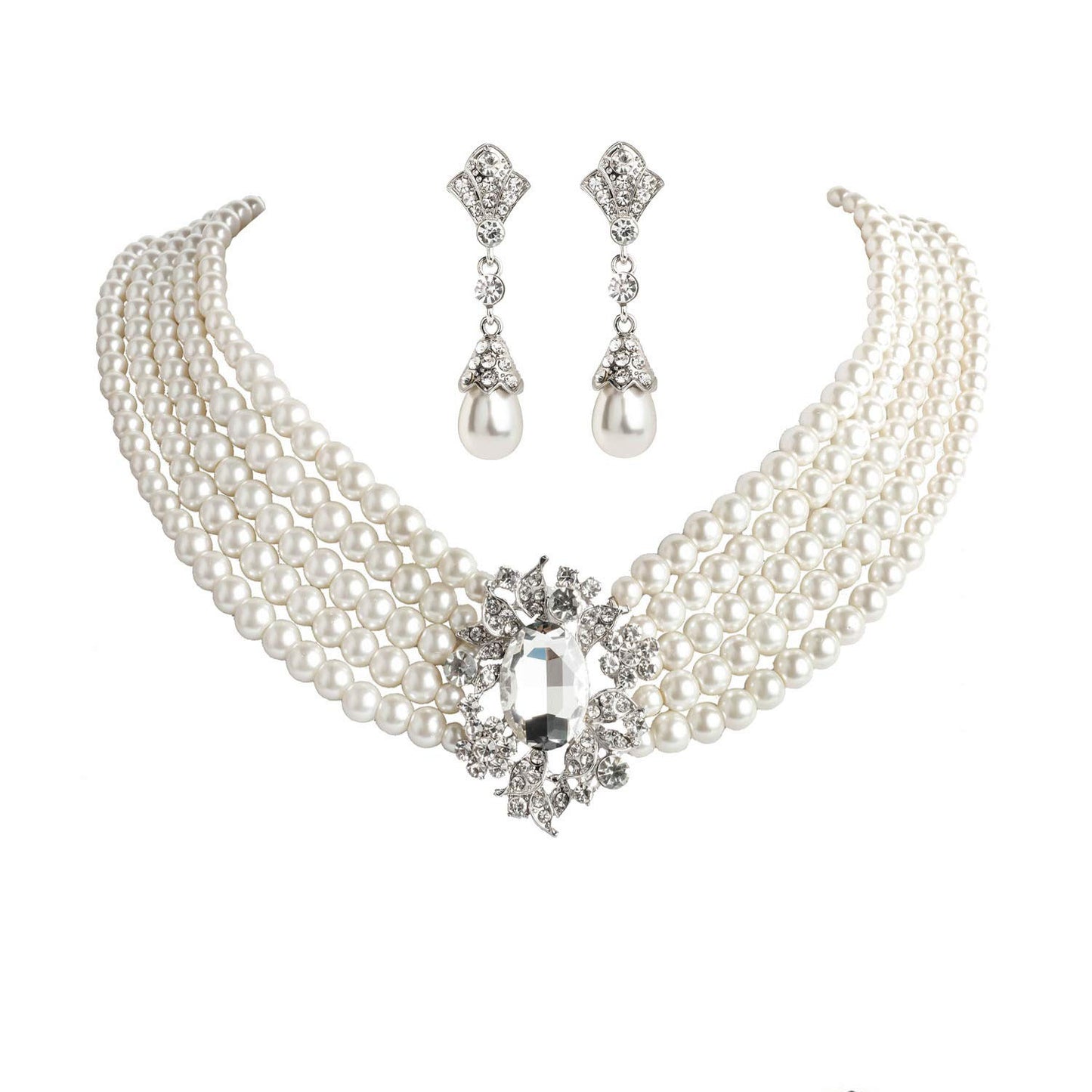 Audrey Hepburn Bride Rhinestone Big Crystal Necklaces