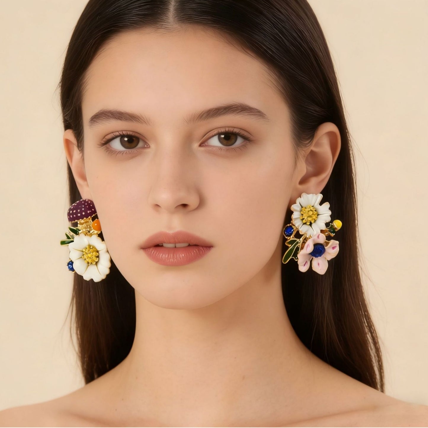 Women's Petal Pearl Mori Style Niche Design Stud Earrings