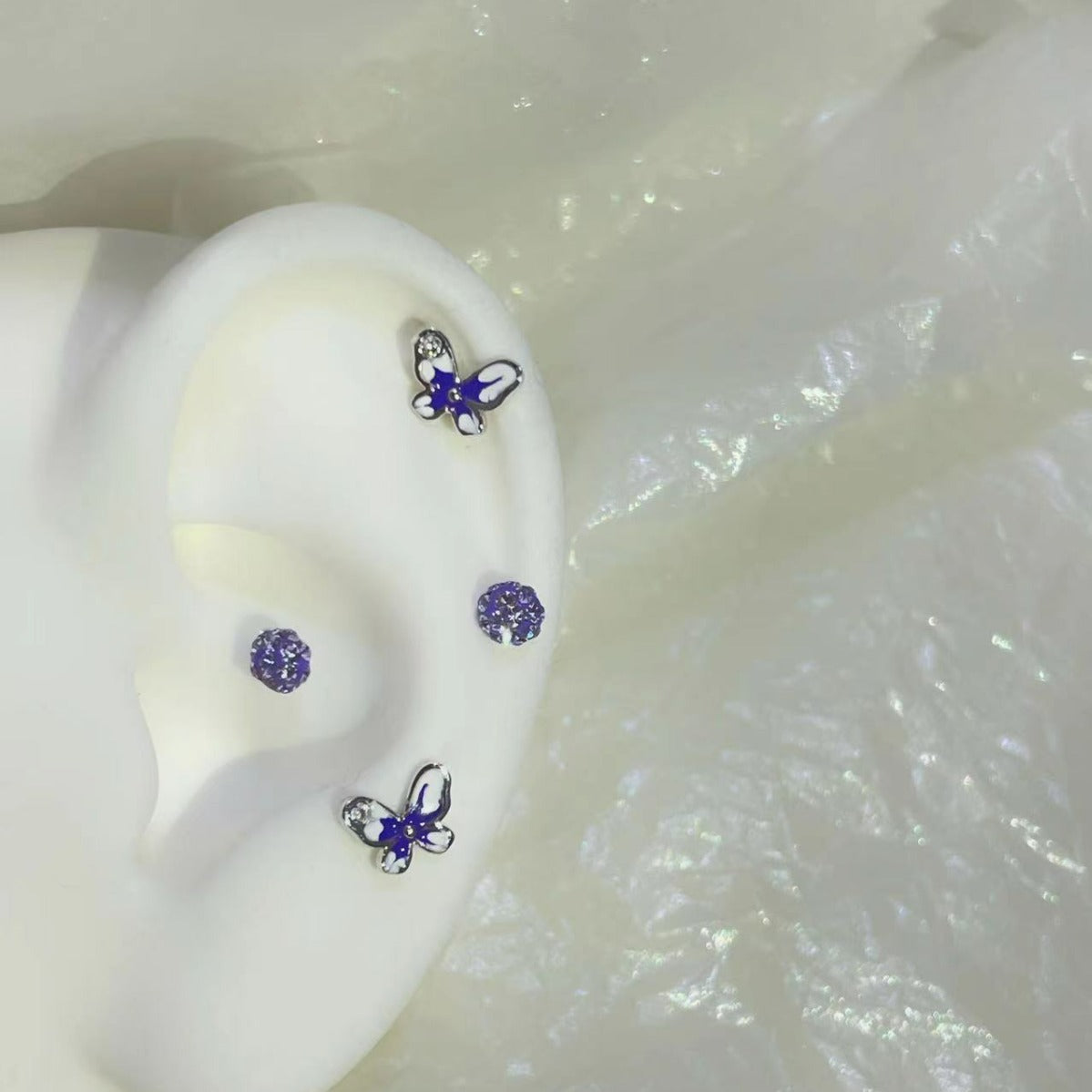 Butterfly Female Rhinestone Ball Ear Bone Earrings