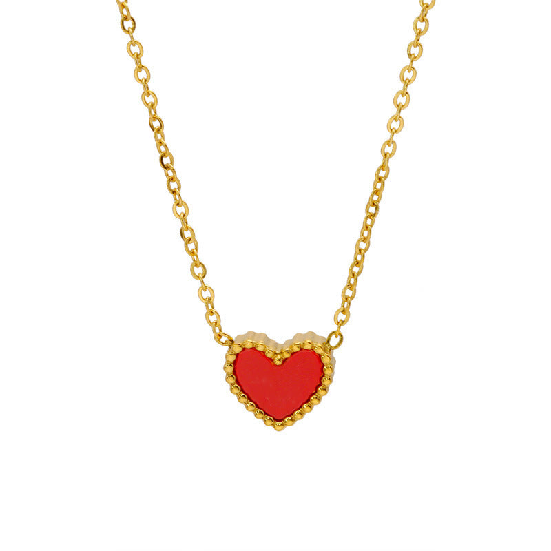 Peach Heart Korean Style Red Double-sided Love Titanium Necklaces