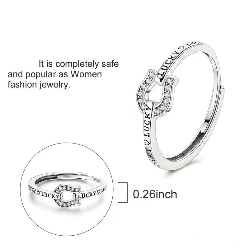 Women's Vintage Thai Sier Horseshoe-shaped Ball Edge Pink Shiny Ring