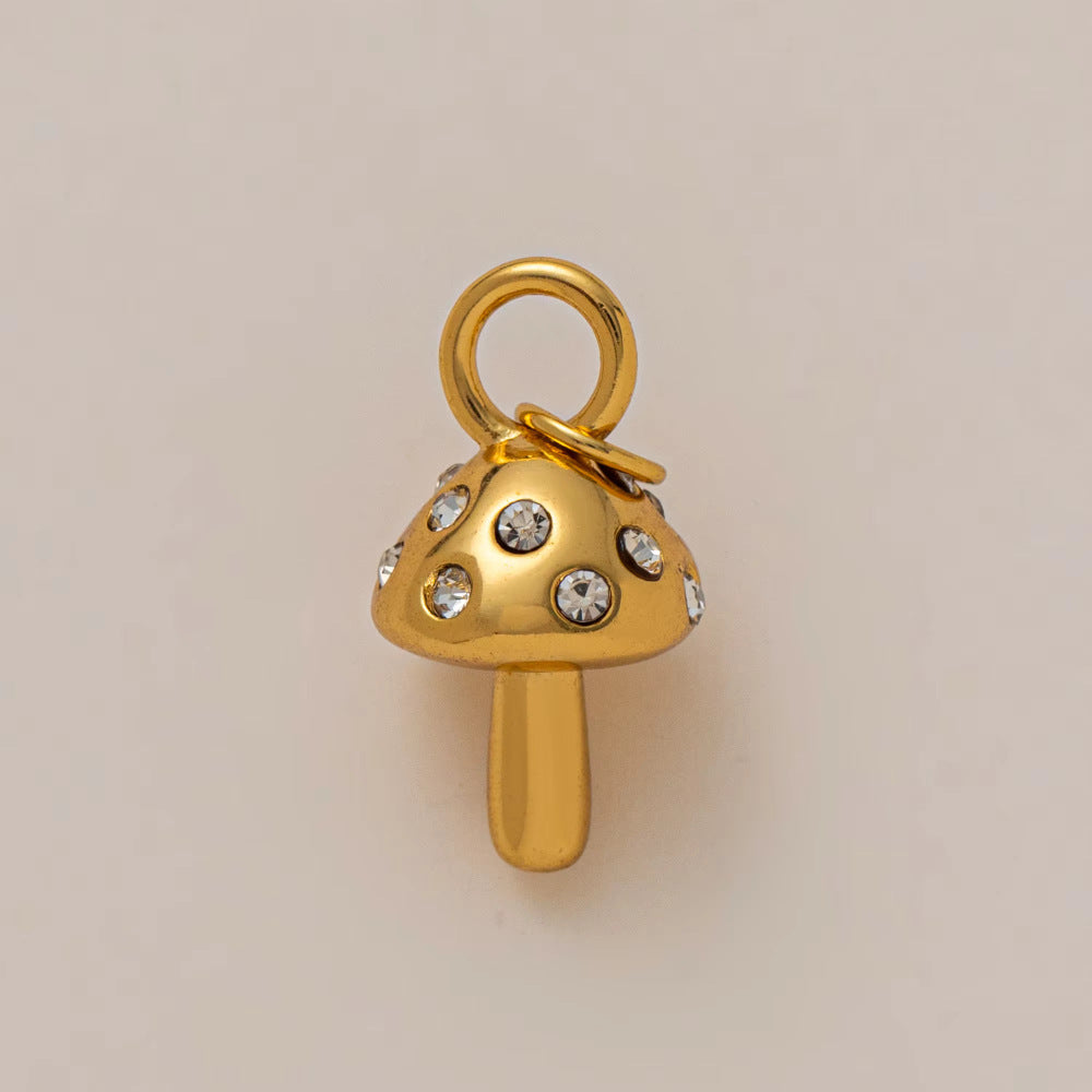 Mushroom Parts Vacuum Plating Gold Color Pendants