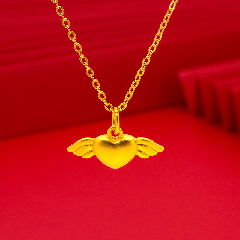 Women's Vietnam Placer Gold Wings Love Angel Live Pendants