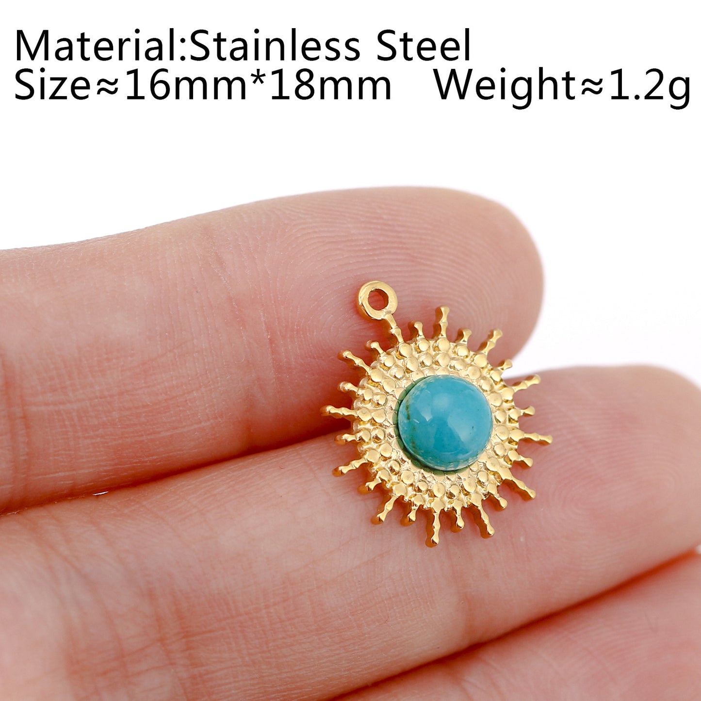 Steel Natural Stone Turquoise Gold-plated French Pendants