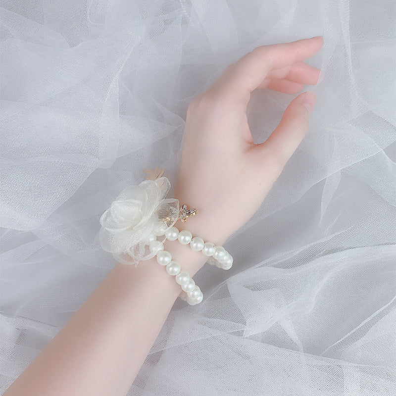 Wedding Wrist Flower Bride Fairy Pearl Mori Style Bridesmaid Sisters Bracelets