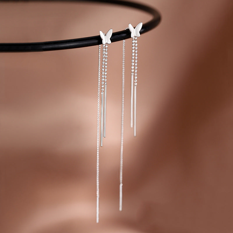 Women's Butterfly Thread French Simplicity Niche Design Temperamental Tassels Eardrops Ear Line