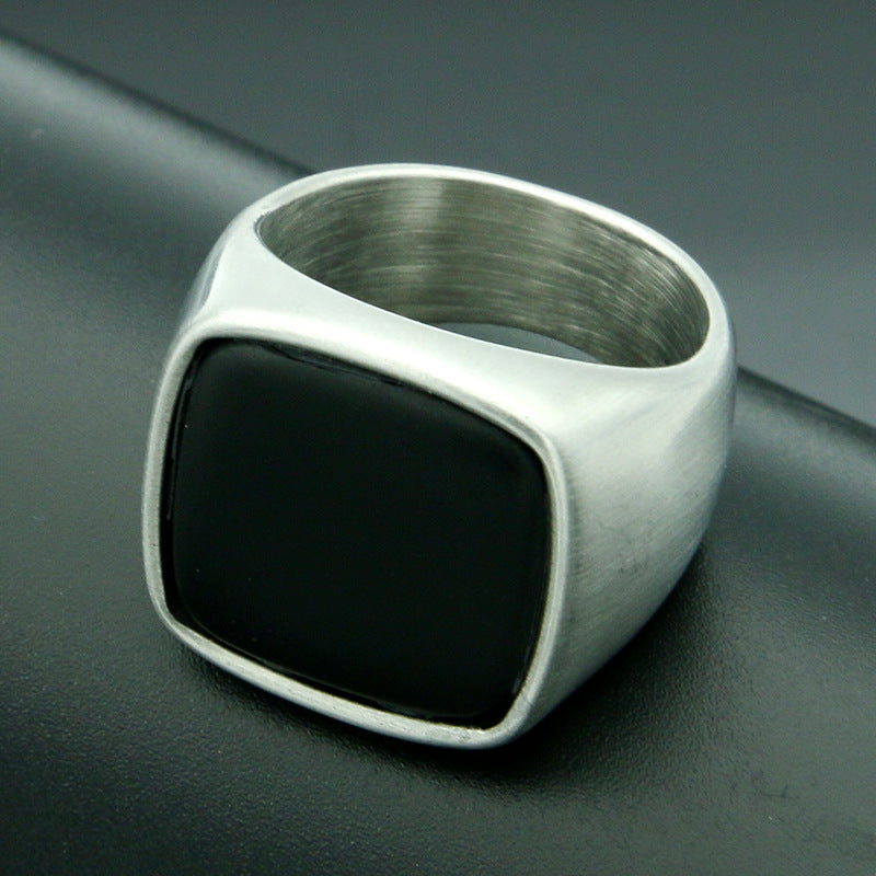 Men's Titanium Steel Retro Trendy Textured Natural Rings