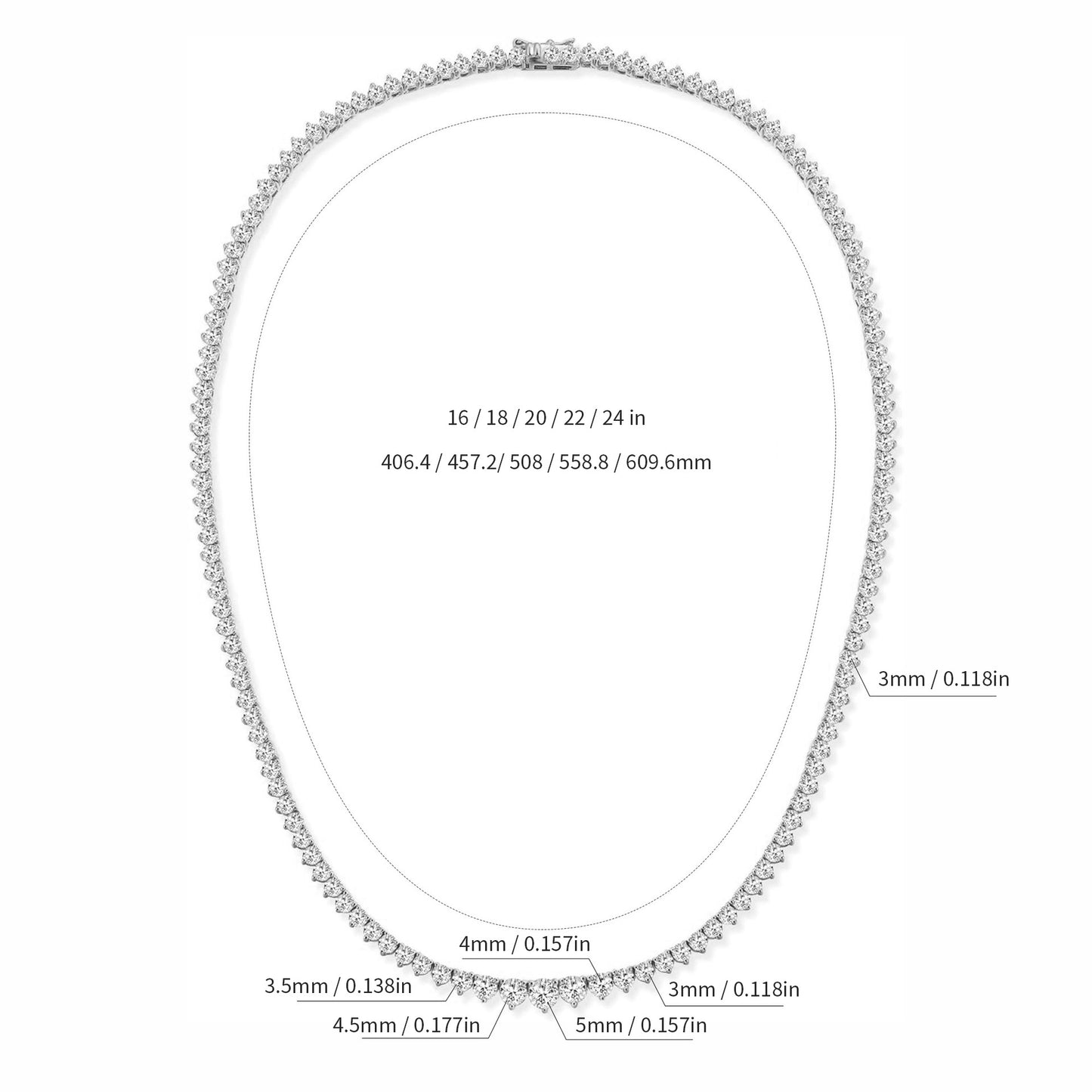 Beautiful Popular Gradient Zircon Tennis Fashion Necklace