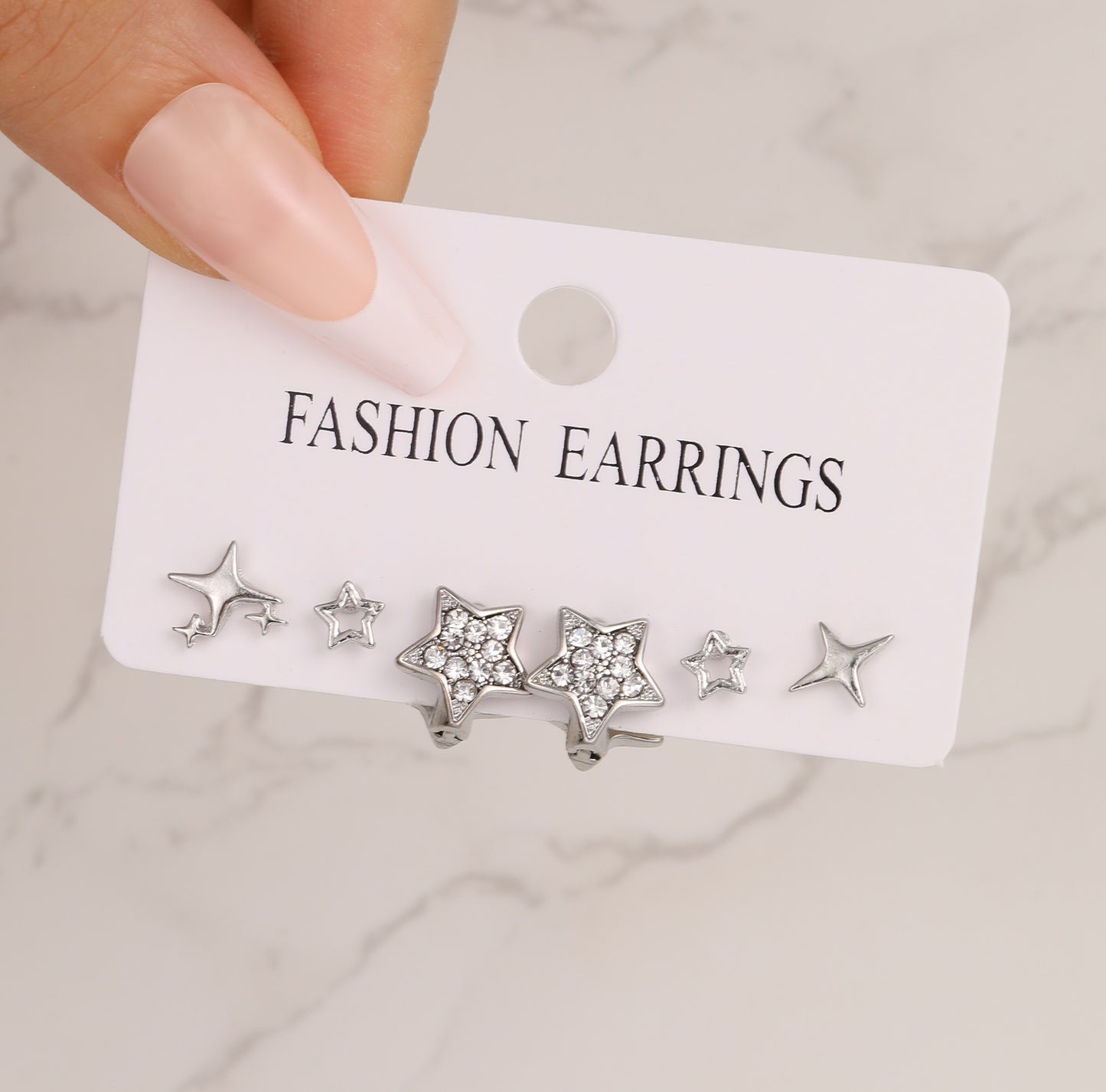 Cool Style Black Zircon Butterfly Pentagram Love Heart Three-piece Female Rings