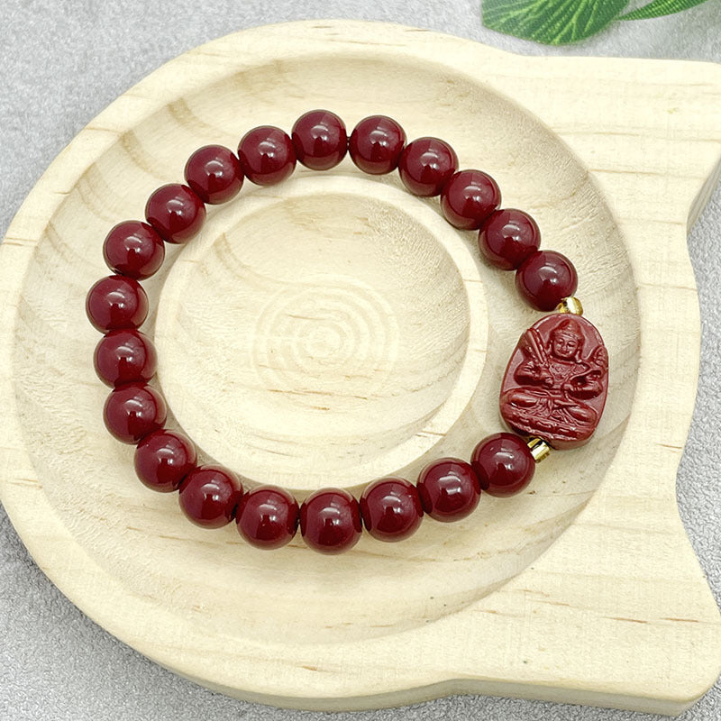 Purple Gold Cinnabar Eight Patron Saints Life Couple Bracelets