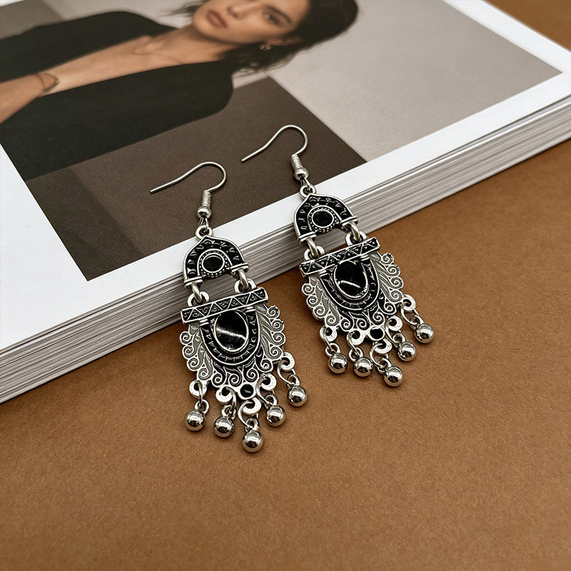 Retro Bohemian Ethnic Style Fashion Drop Oil Creative Water Long Earrings