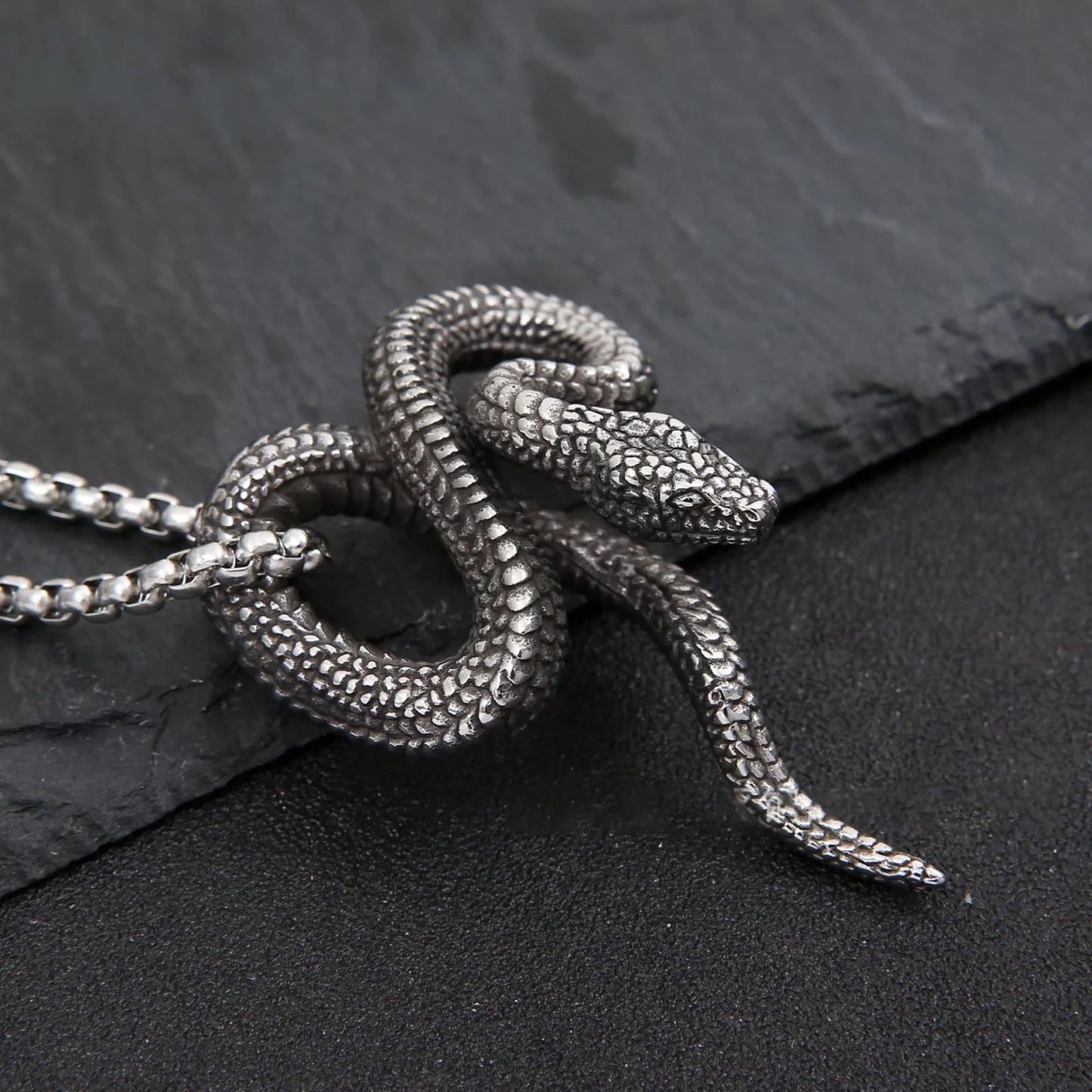 Men's Retro Creative Design Snake-shaped Stainless Steel Personalized Pendants