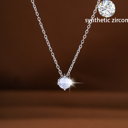 Women's Single Small Zircon Clavicle Chain Neck Minimalist Style Necklace