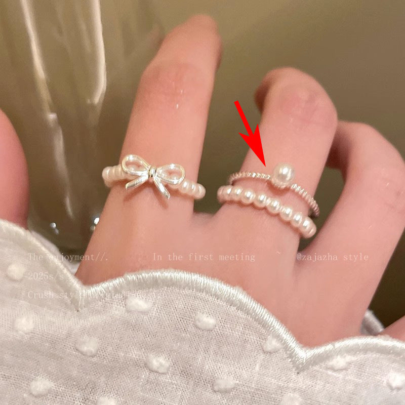 Pearl Zircon Butterfly Female Niche High-grade Light Luxury Couple Temperament Ring