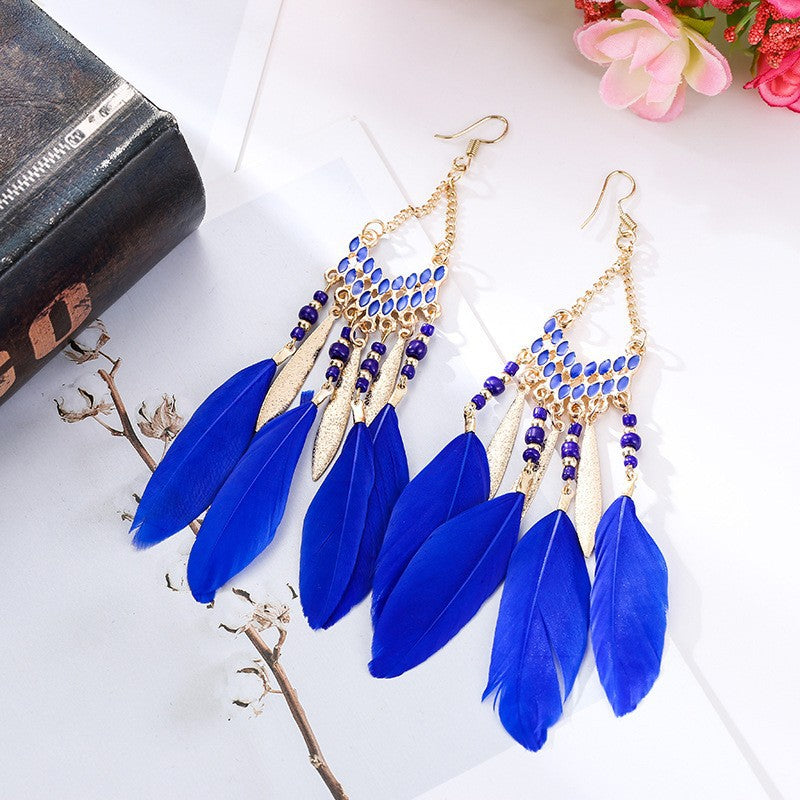 Bohemian Feather High-grade Yunnan Tourism Holiday Earrings