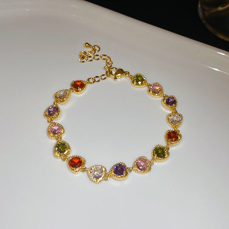 Women's Heart-shaped Zircon Adjustable Simple Fashion Light Luxury Bracelet