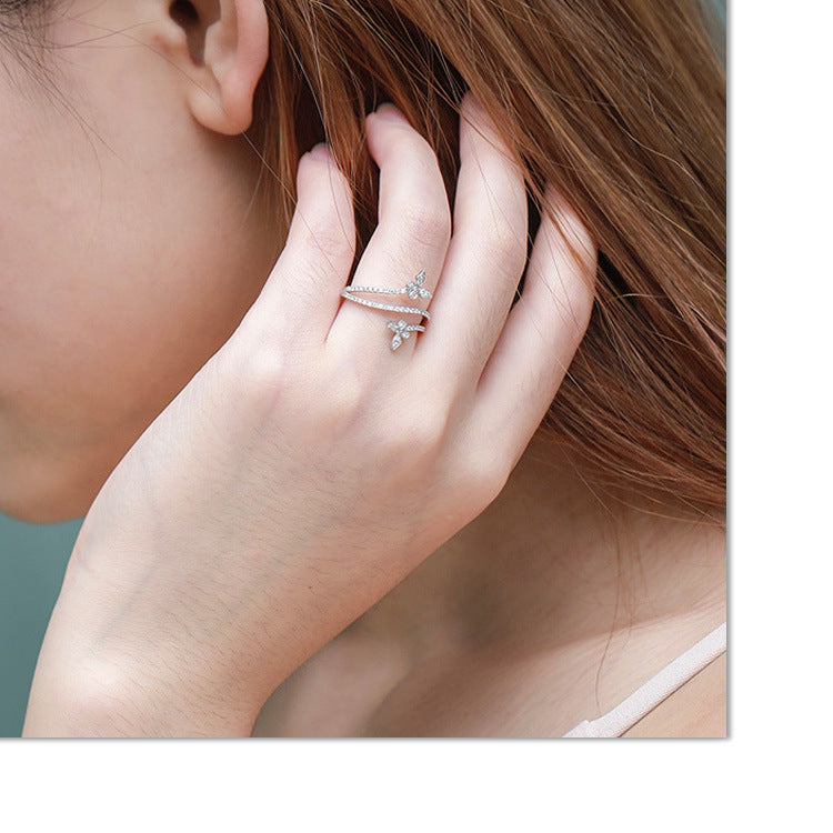 Design Double Butterfly Inlaid Zircon Fashion Personalized Ring