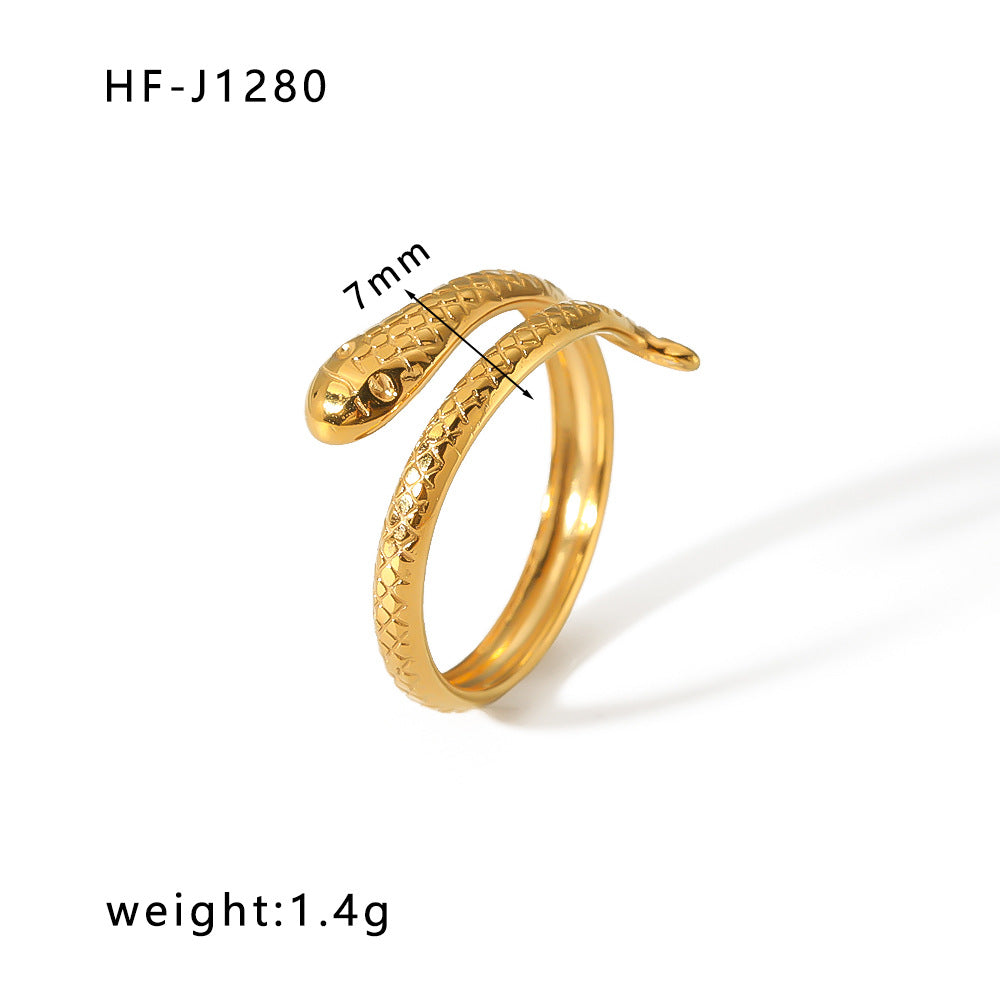 Minority Design Irregular Oil Pressure Gold Titanium Steel Open Female Rings