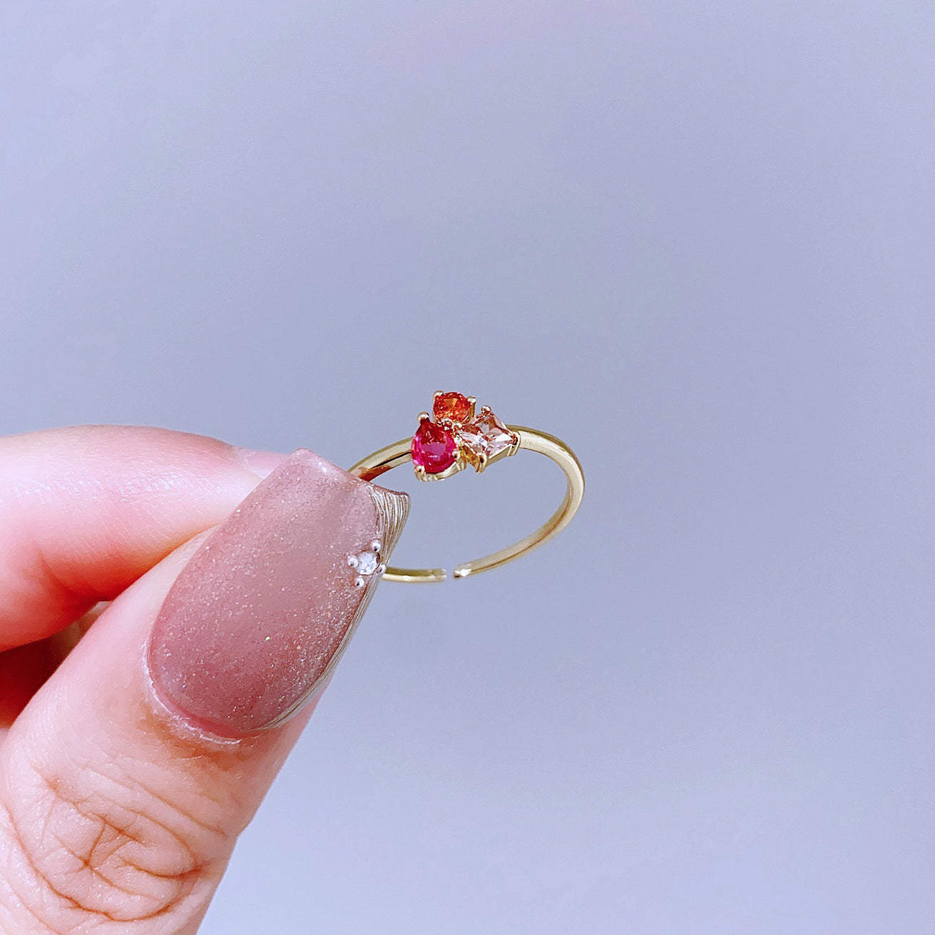 Light Luxury Minority Design Colorful Gemstone Rings