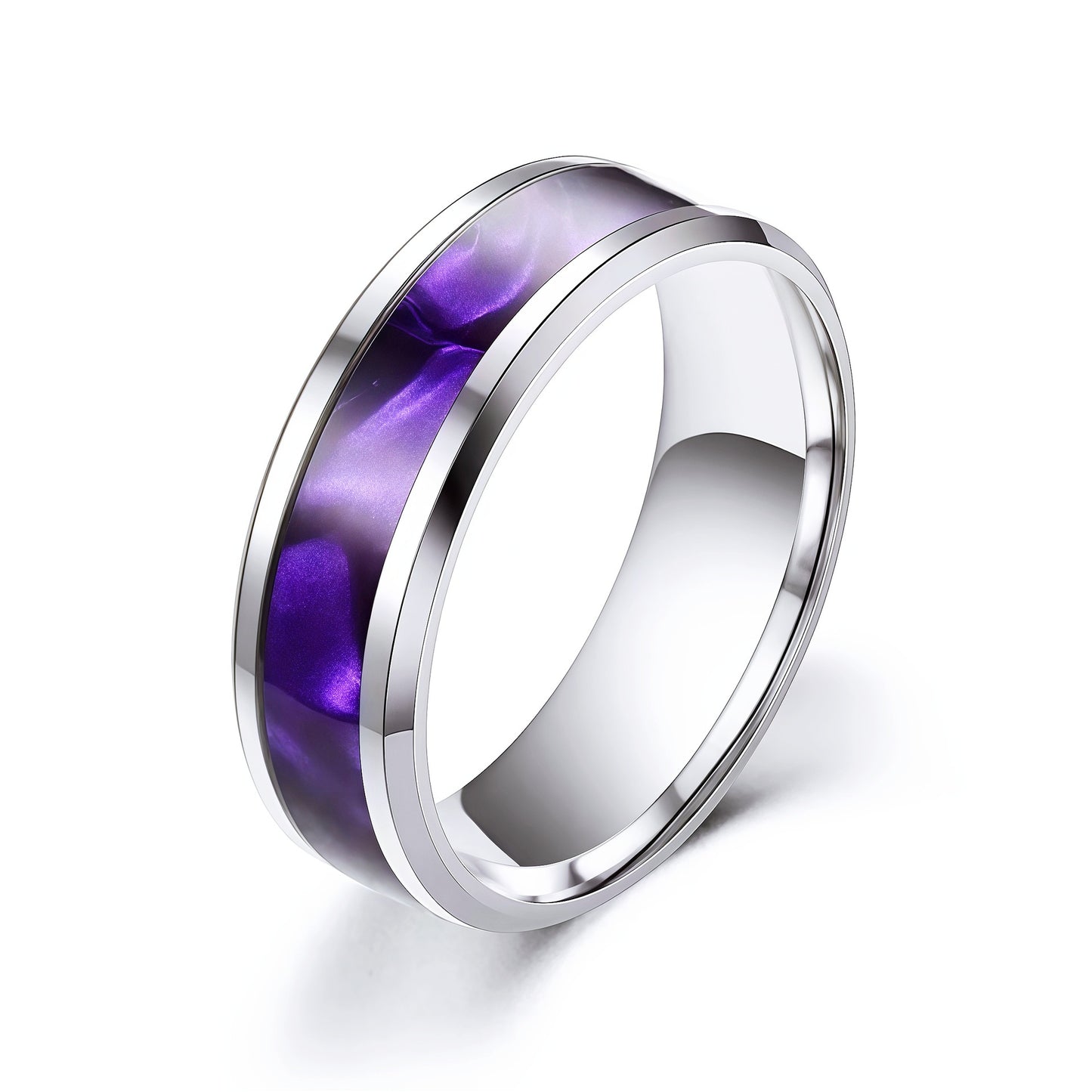 Men's Steel Meteorite Inlaid Gold Foil Light Luxury Fashion Ring
