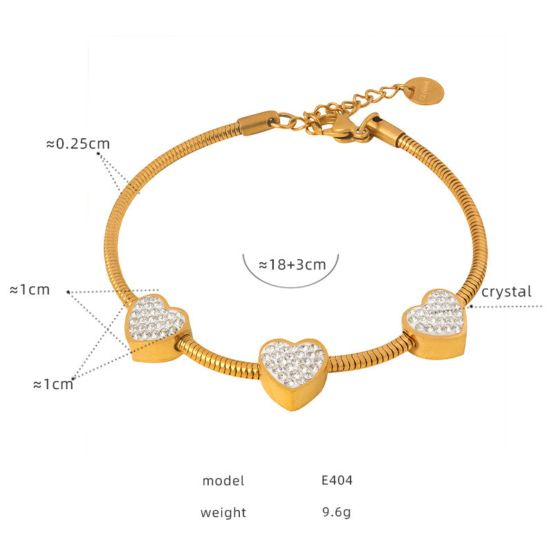 Steel Gold-plated Diamond Beaded Affordable Luxury Bracelets