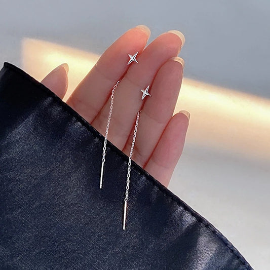 Women's Sterling Sier Tassel Fashionable Temperament Long Earrings