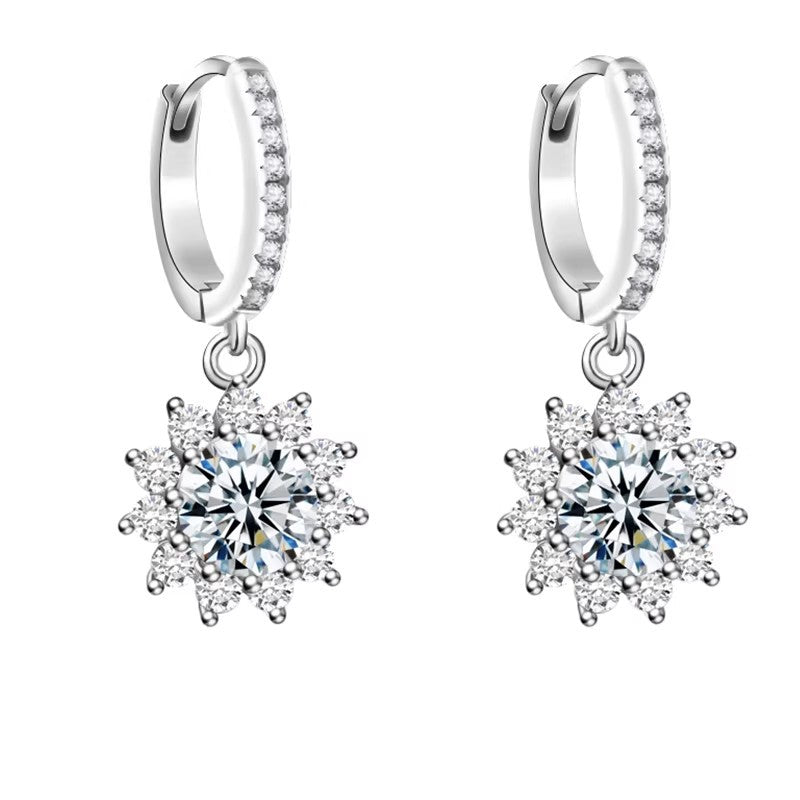 Women's Sunflower Full-jeweled Advanced Light Luxury Personalized Stud Earrings