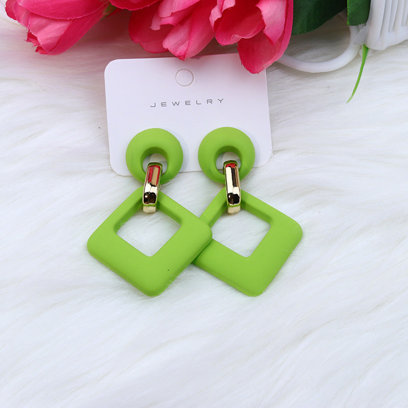 Women's Beach Colorful Fashion Rhombus Hollow Ear Acrylic Earrings