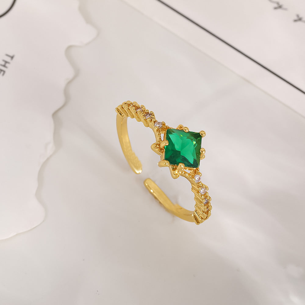 Women's Open-end Zircon Fashionable Classy Simple Cold Feeling Goddess Rings